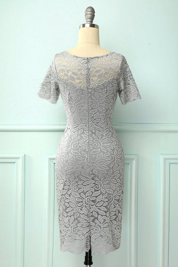 Vestido de renda cinza Bodycon